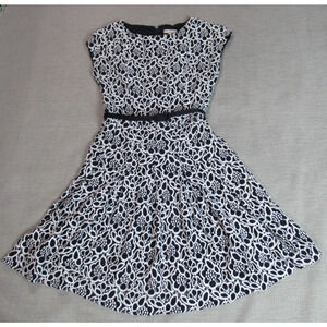 Eva Mendes Dress Womens 8 Blue Crochet Lace Fit & Flare Cocktail Party Preppy